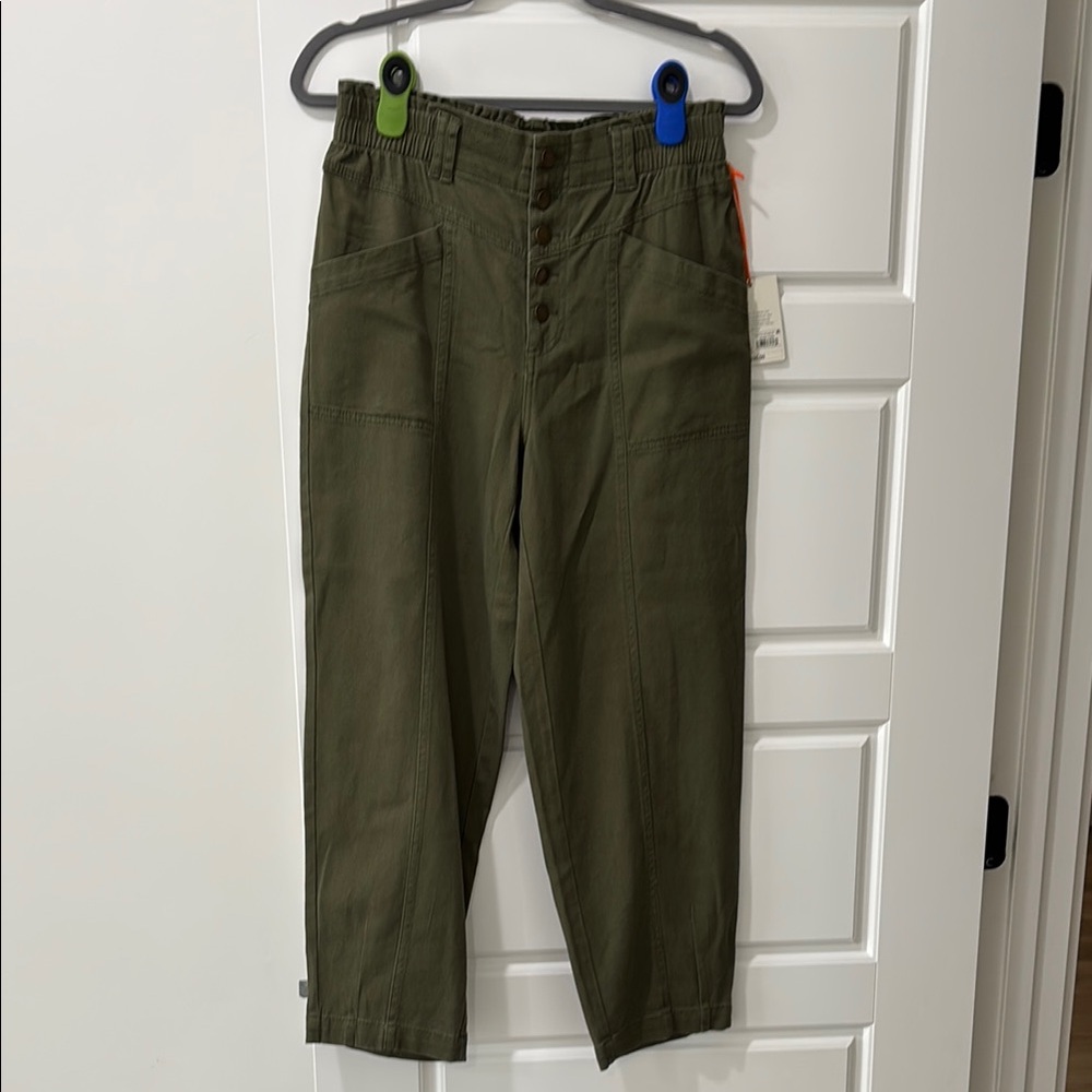 Olive Green High-Waisted Pants